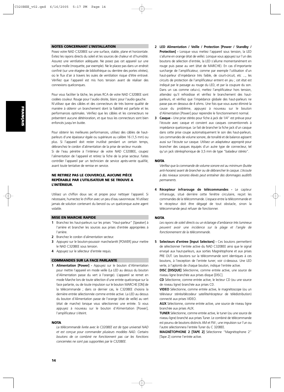 NAD C 320BEE User Manual | Page 14 / 78