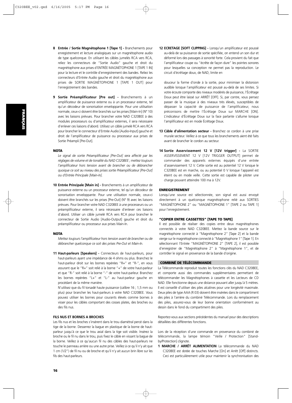 NAD C 320BEE User Manual | Page 16 / 78