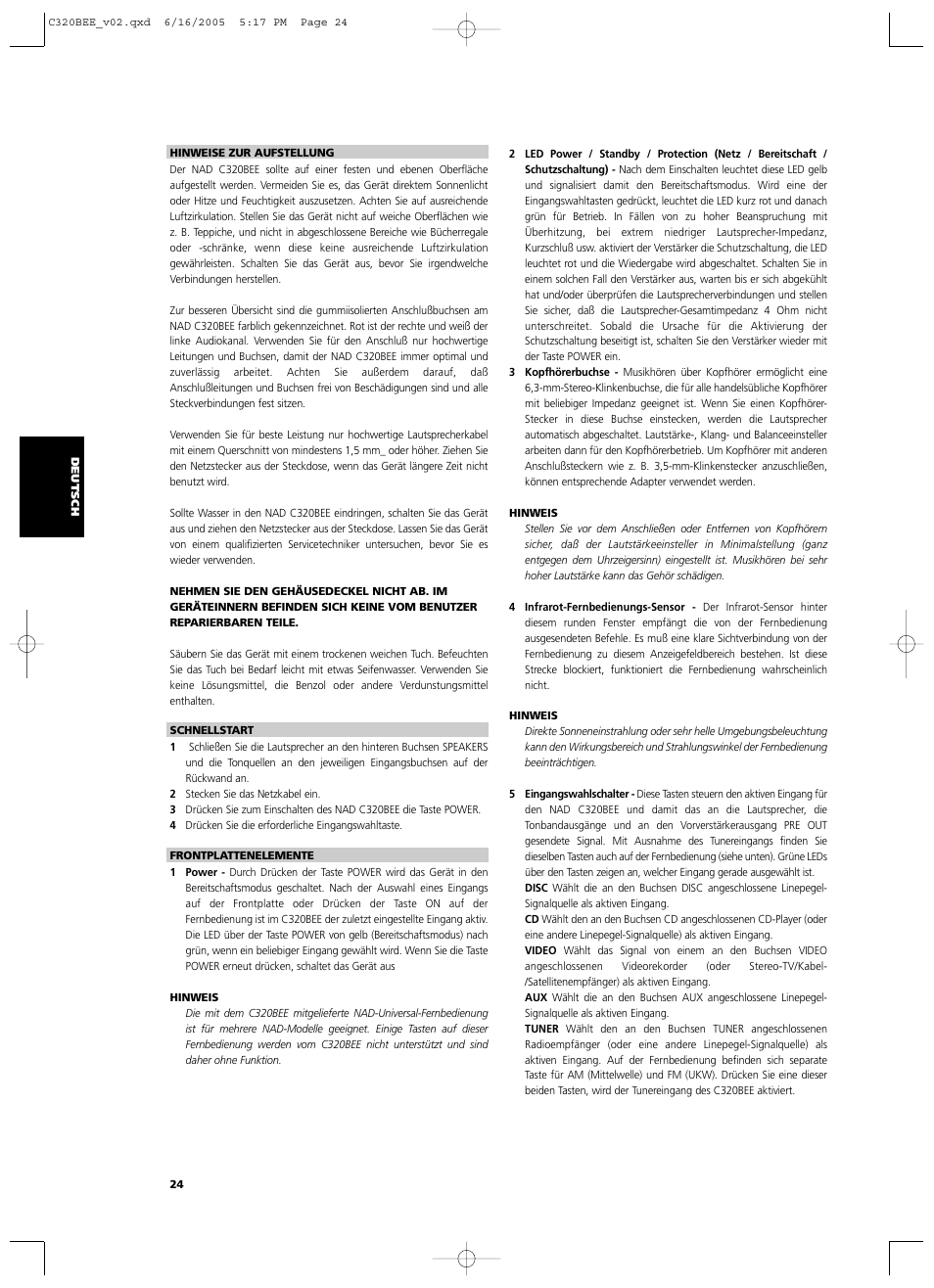 NAD C 320BEE User Manual | Page 24 / 78