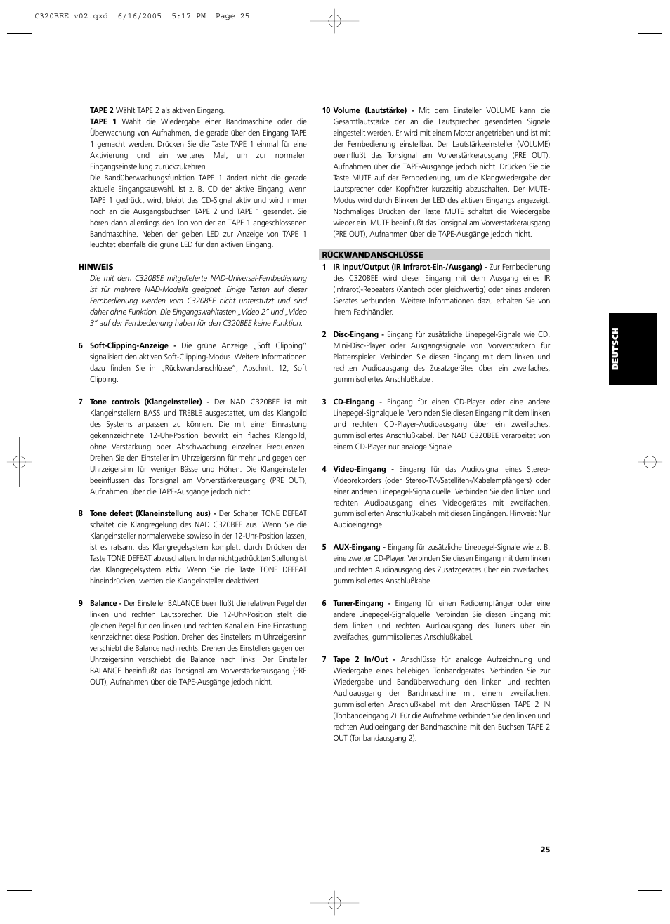 NAD C 320BEE User Manual | Page 25 / 78