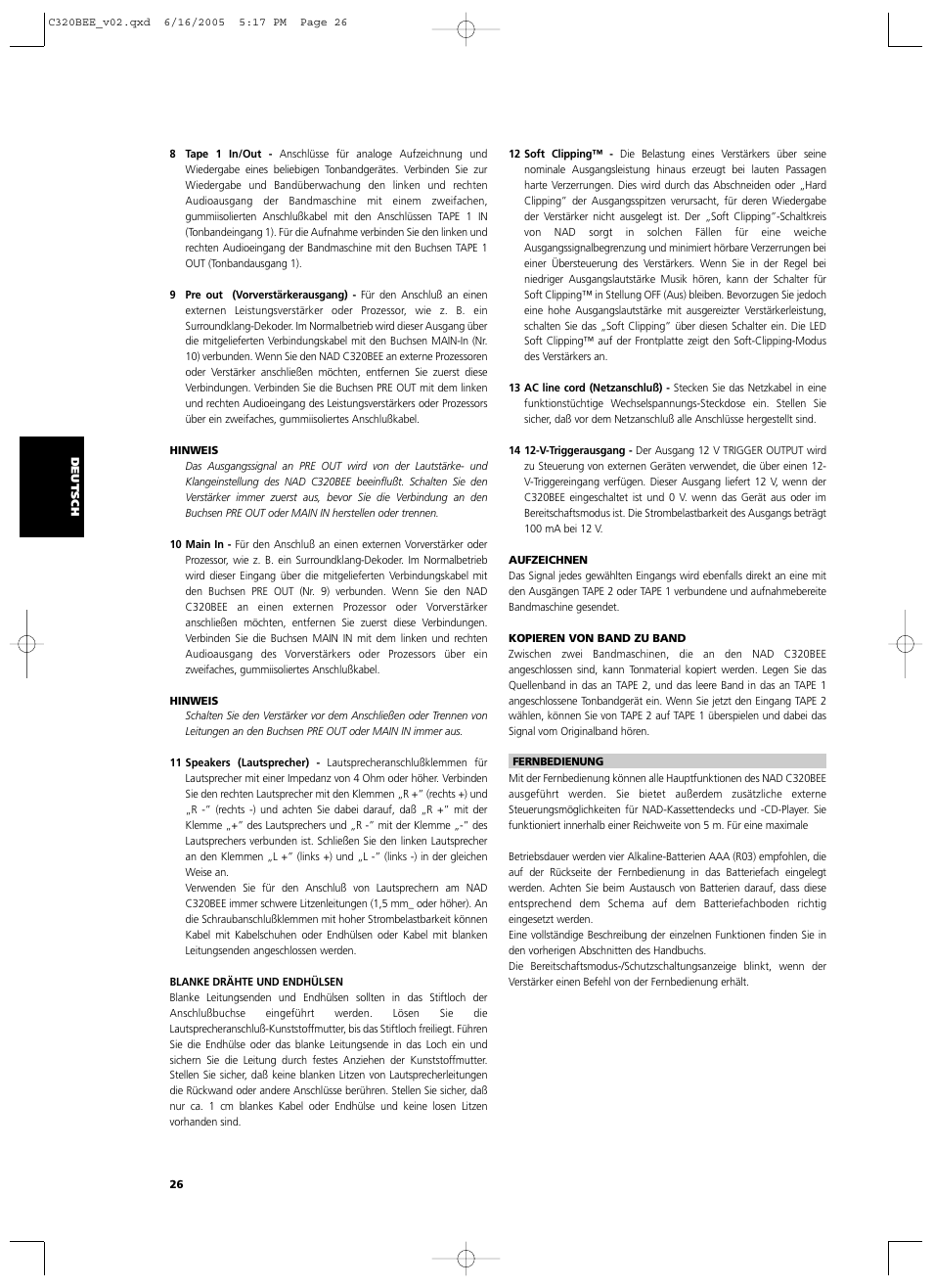 NAD C 320BEE User Manual | Page 26 / 78