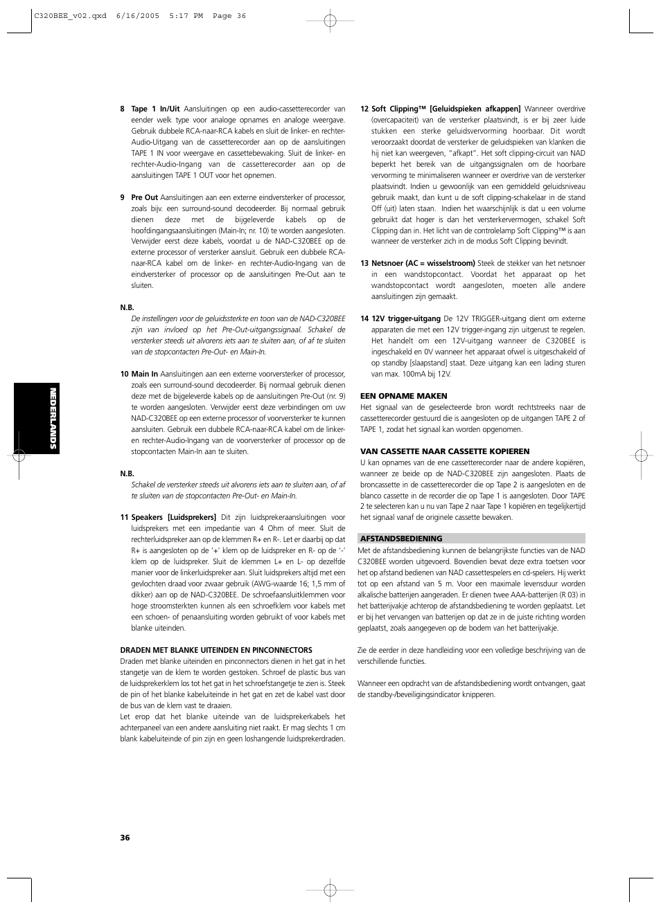 NAD C 320BEE User Manual | Page 36 / 78