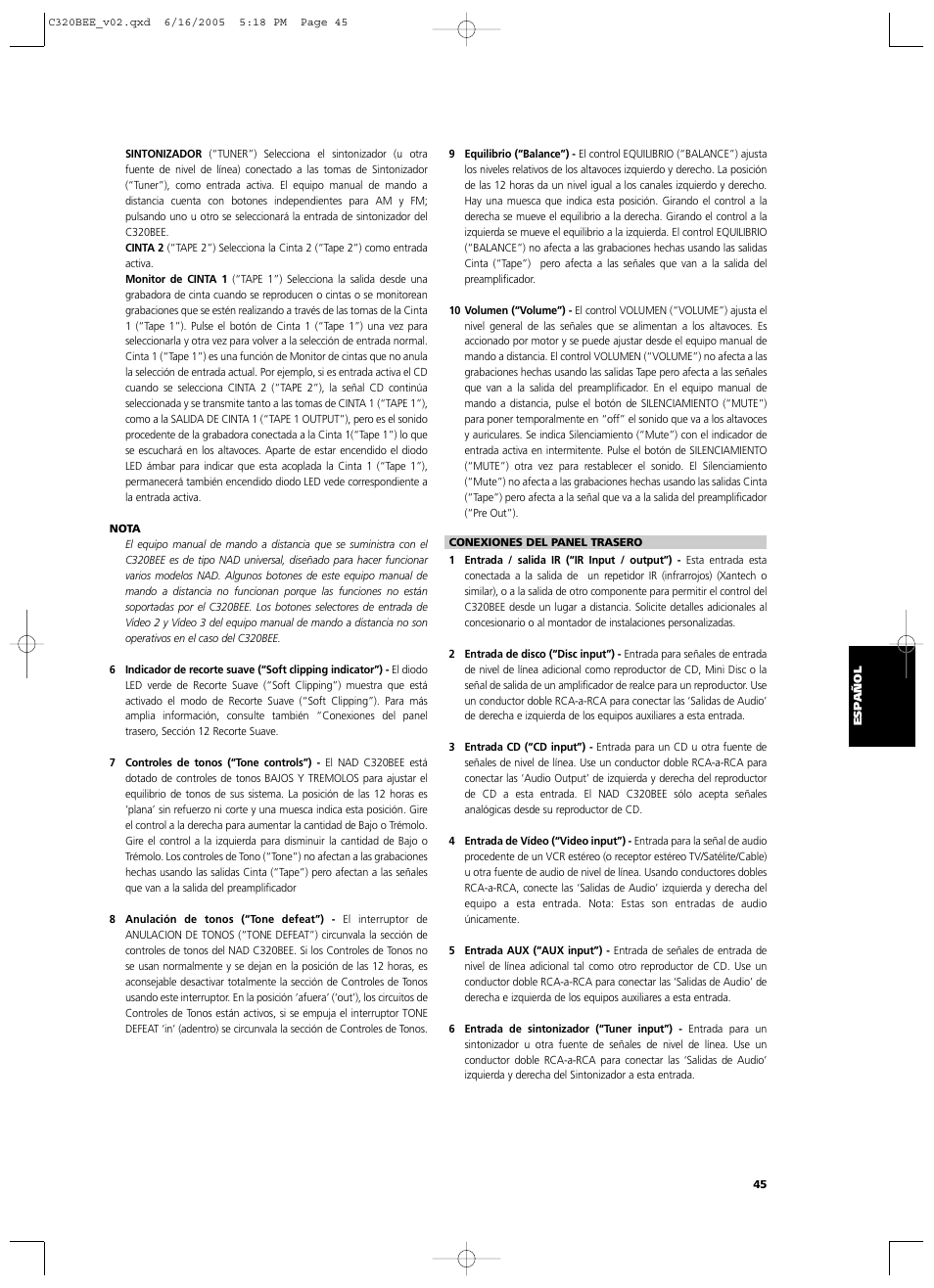 NAD C 320BEE User Manual | Page 45 / 78