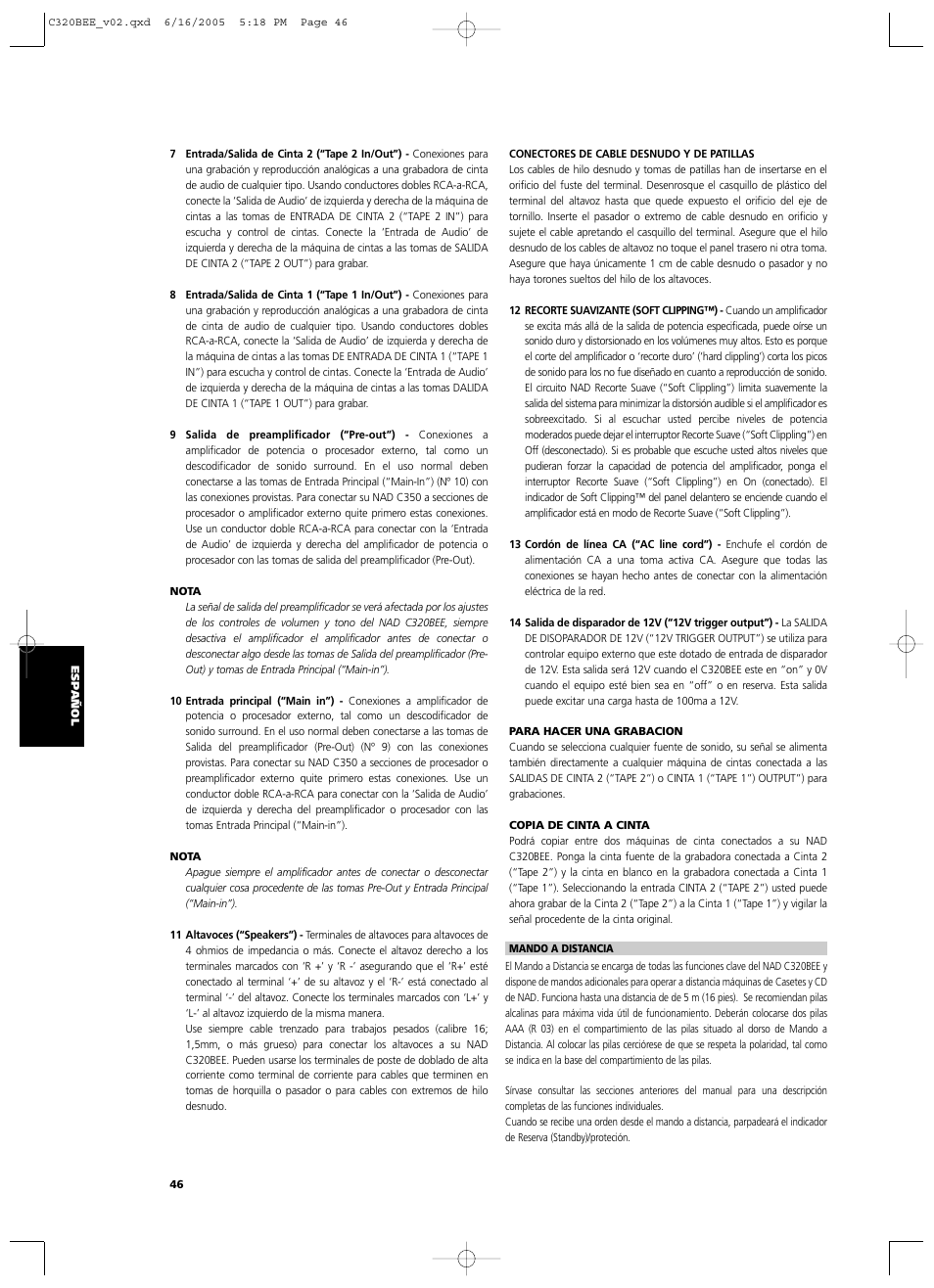 NAD C 320BEE User Manual | Page 46 / 78