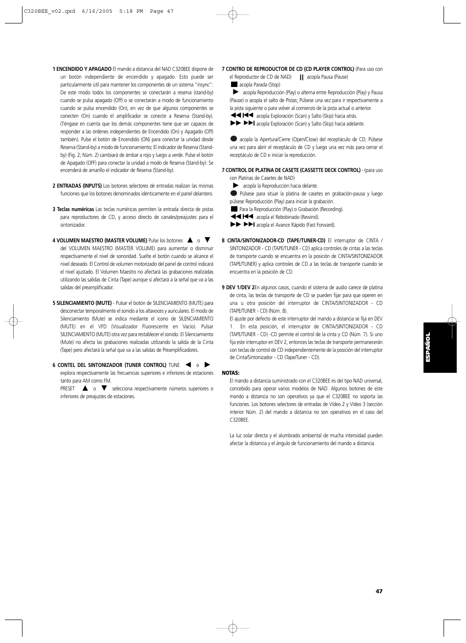 NAD C 320BEE User Manual | Page 47 / 78