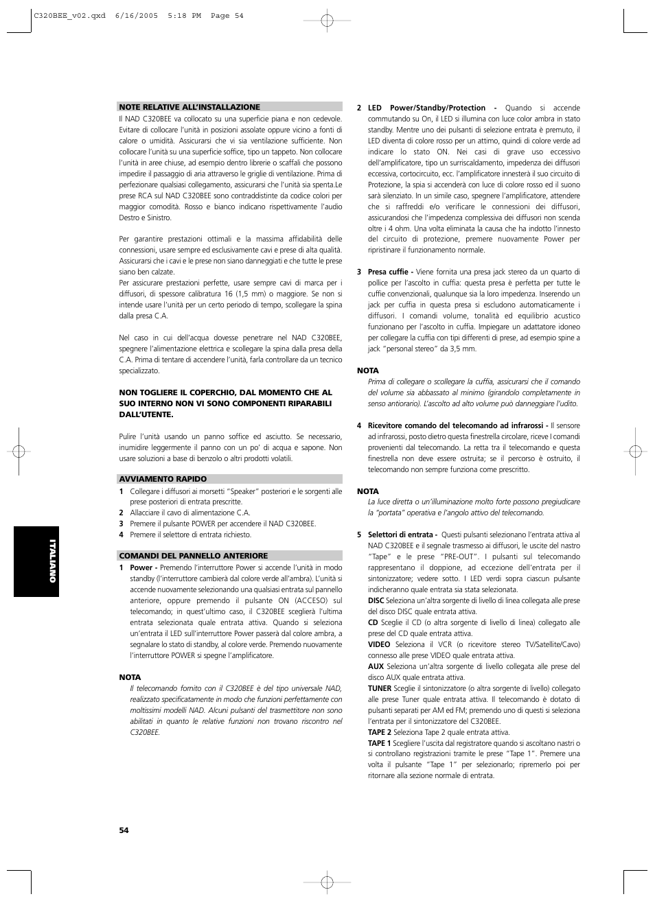 NAD C 320BEE User Manual | Page 54 / 78