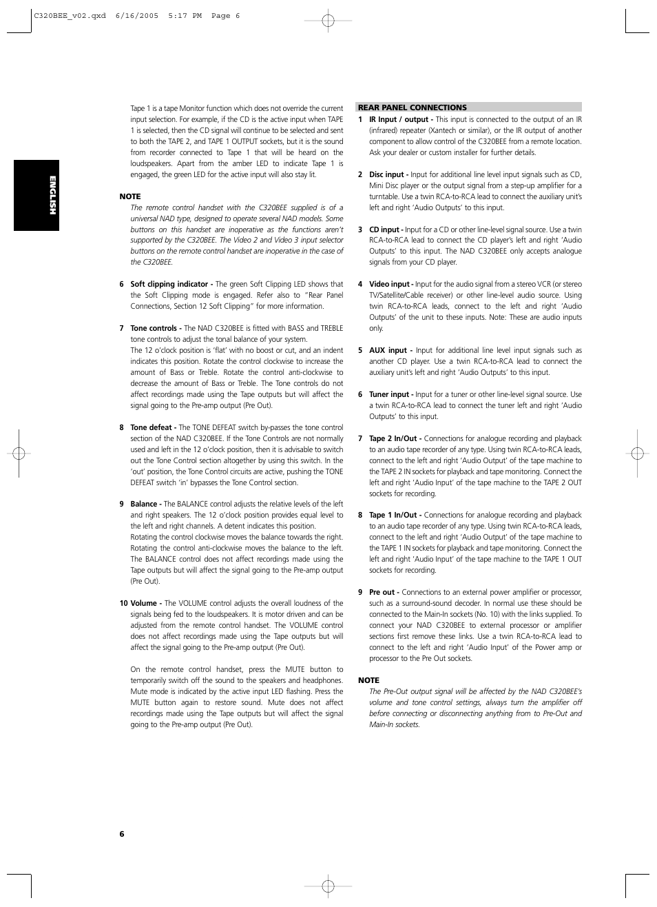 NAD C 320BEE User Manual | Page 6 / 78