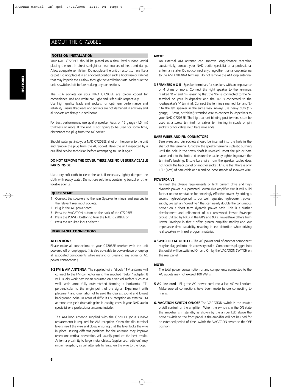 About the c 720bee | NAD C720BEE User Manual | Page 6 / 15