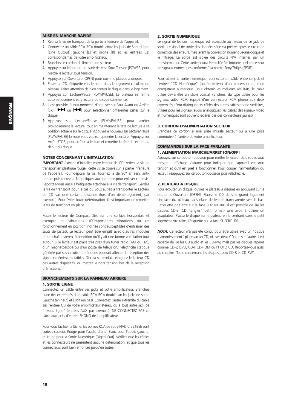 NAD C 521BEE User Manual | Page 10 / 50