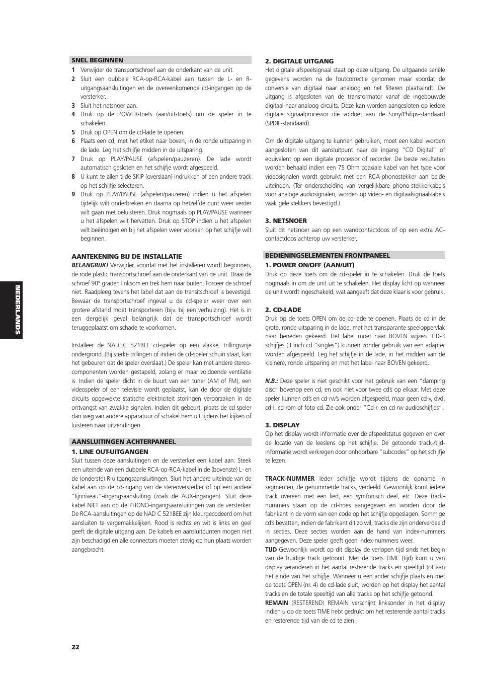 NAD C 521BEE User Manual | Page 22 / 50