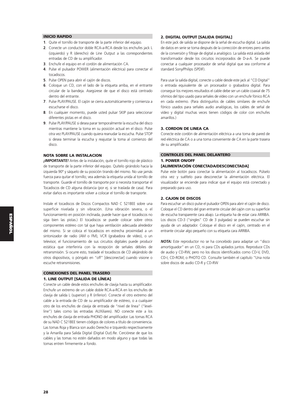 NAD C 521BEE User Manual | Page 28 / 50