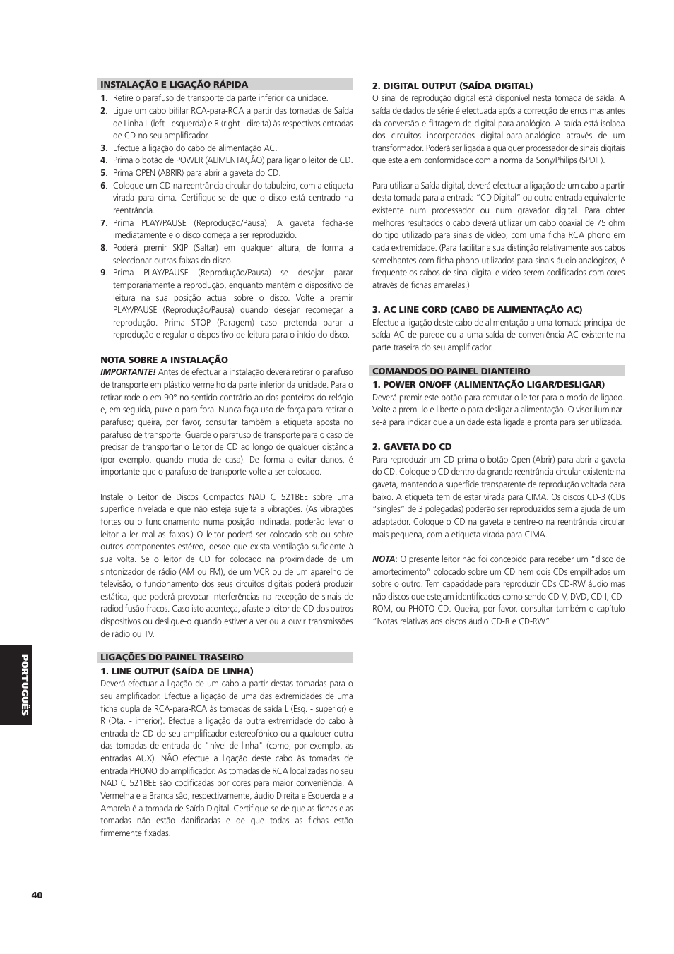 NAD C 521BEE User Manual | Page 40 / 50