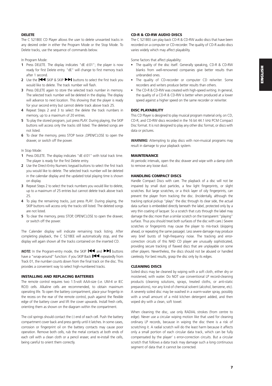 NAD C 521BEE User Manual | Page 7 / 50