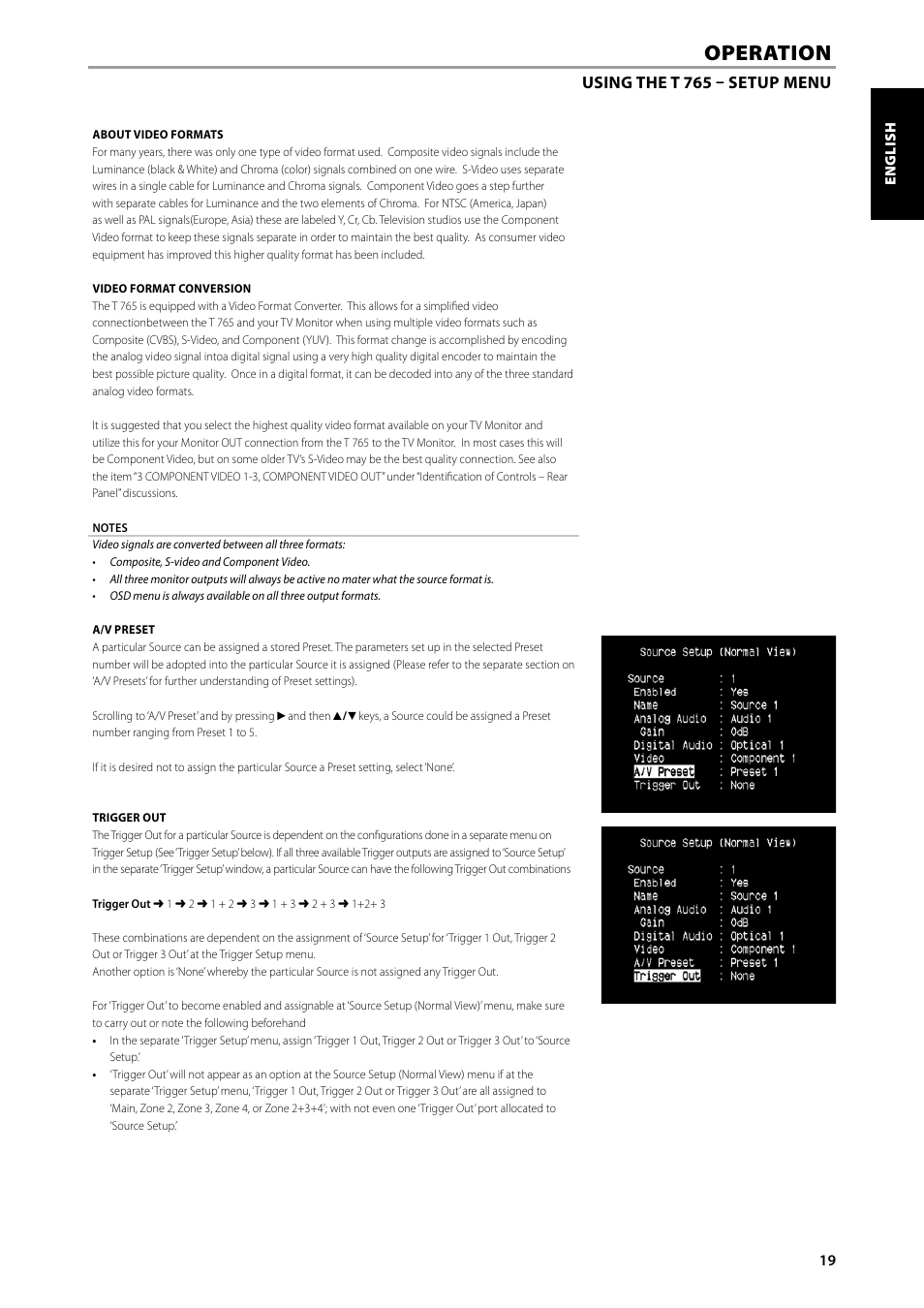 Operation | NAD T 765 User Manual | Page 19 / 42