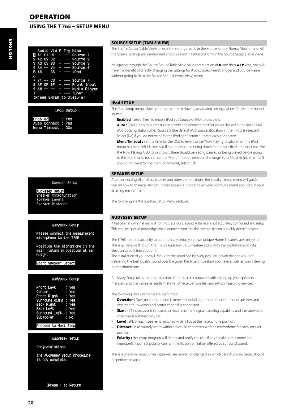 Operation | NAD T 765 User Manual | Page 20 / 42