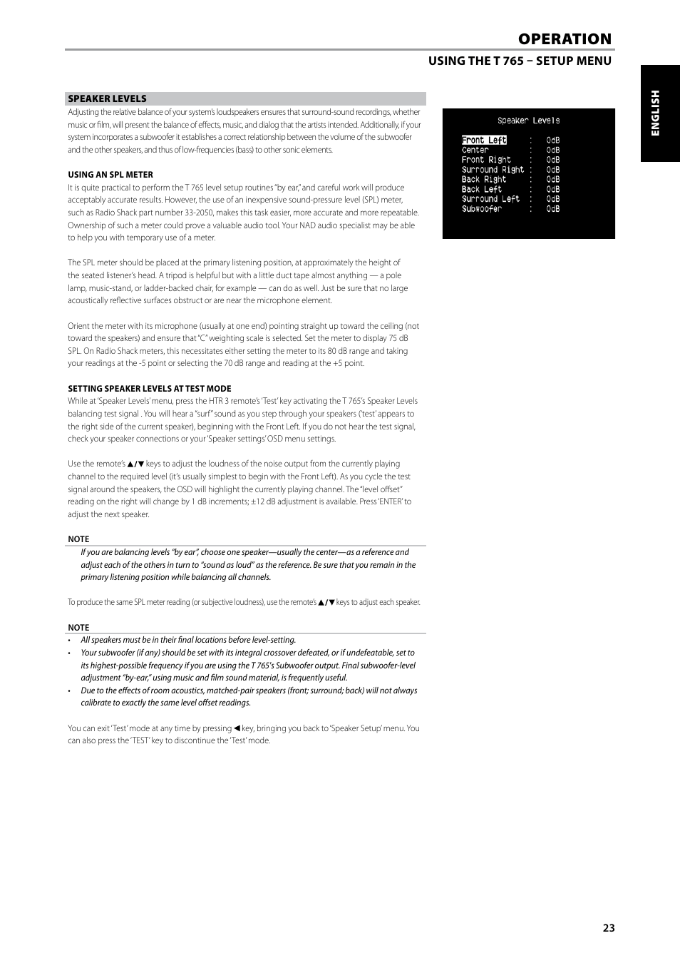 Operation | NAD T 765 User Manual | Page 23 / 42