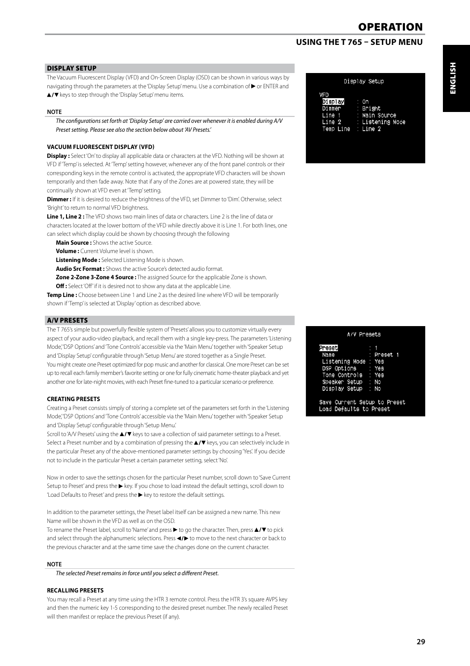 Operation | NAD T 765 User Manual | Page 29 / 42