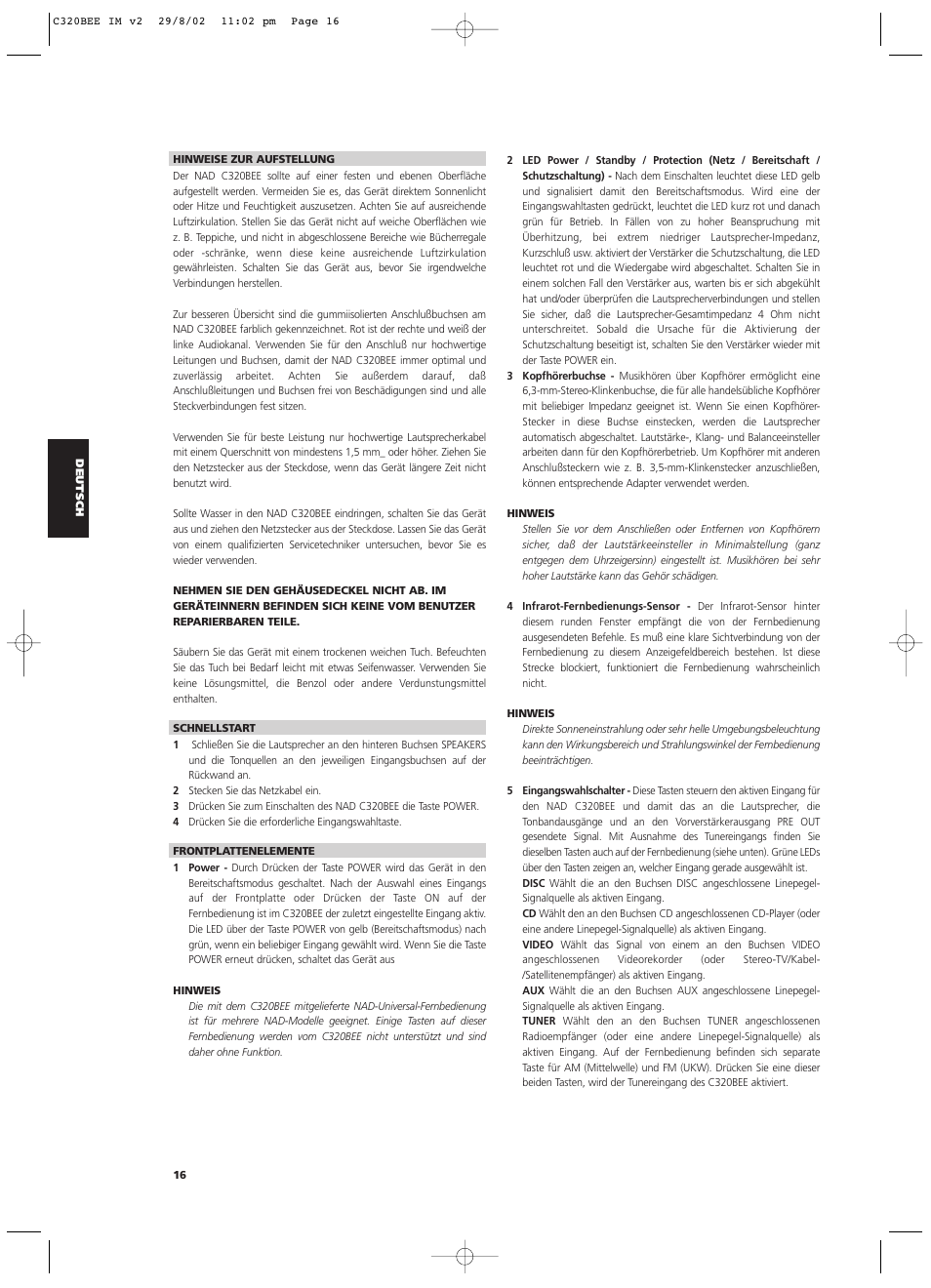 NAD C320BEE User Manual | Page 16 / 46