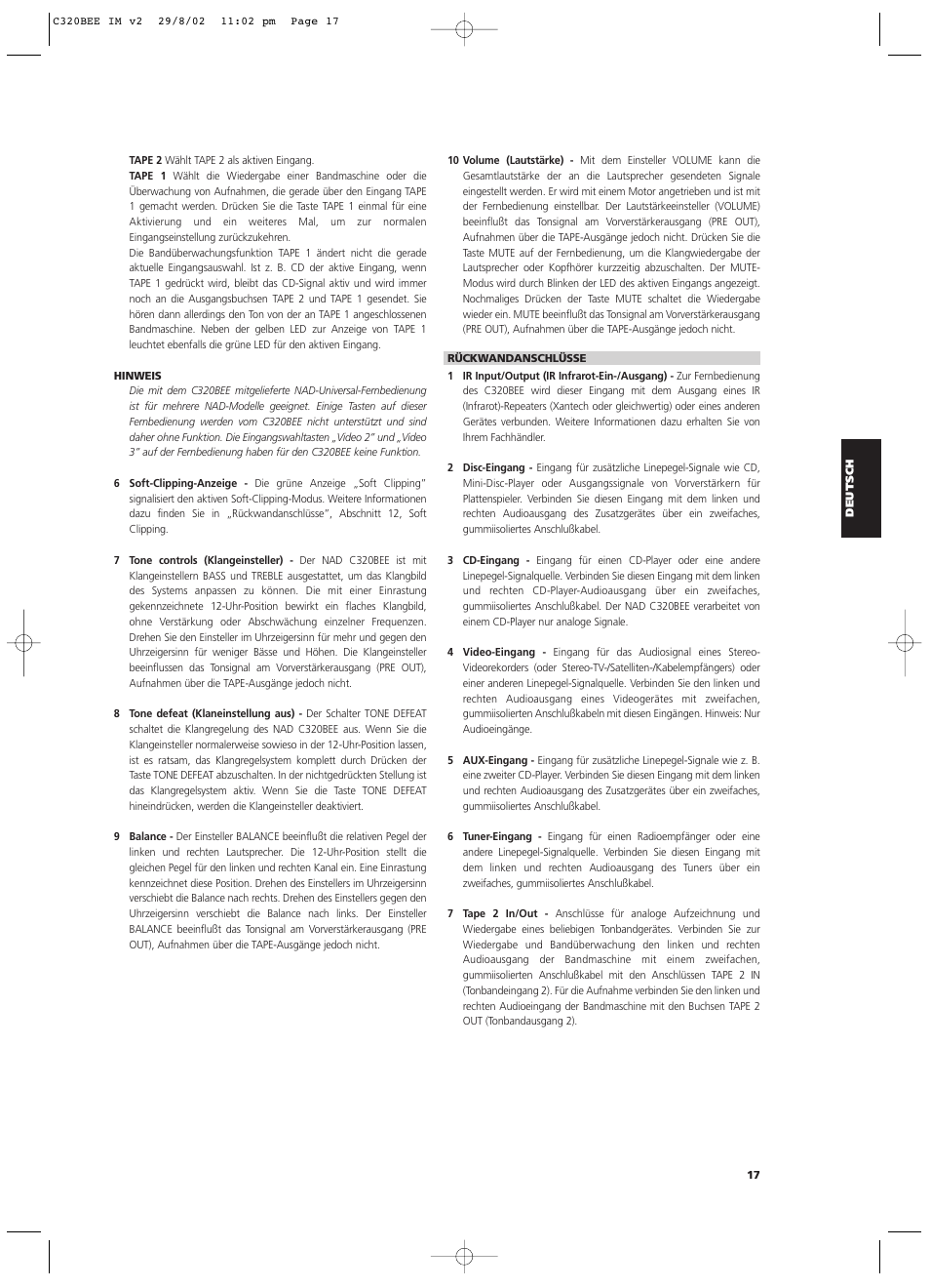 NAD C320BEE User Manual | Page 17 / 46