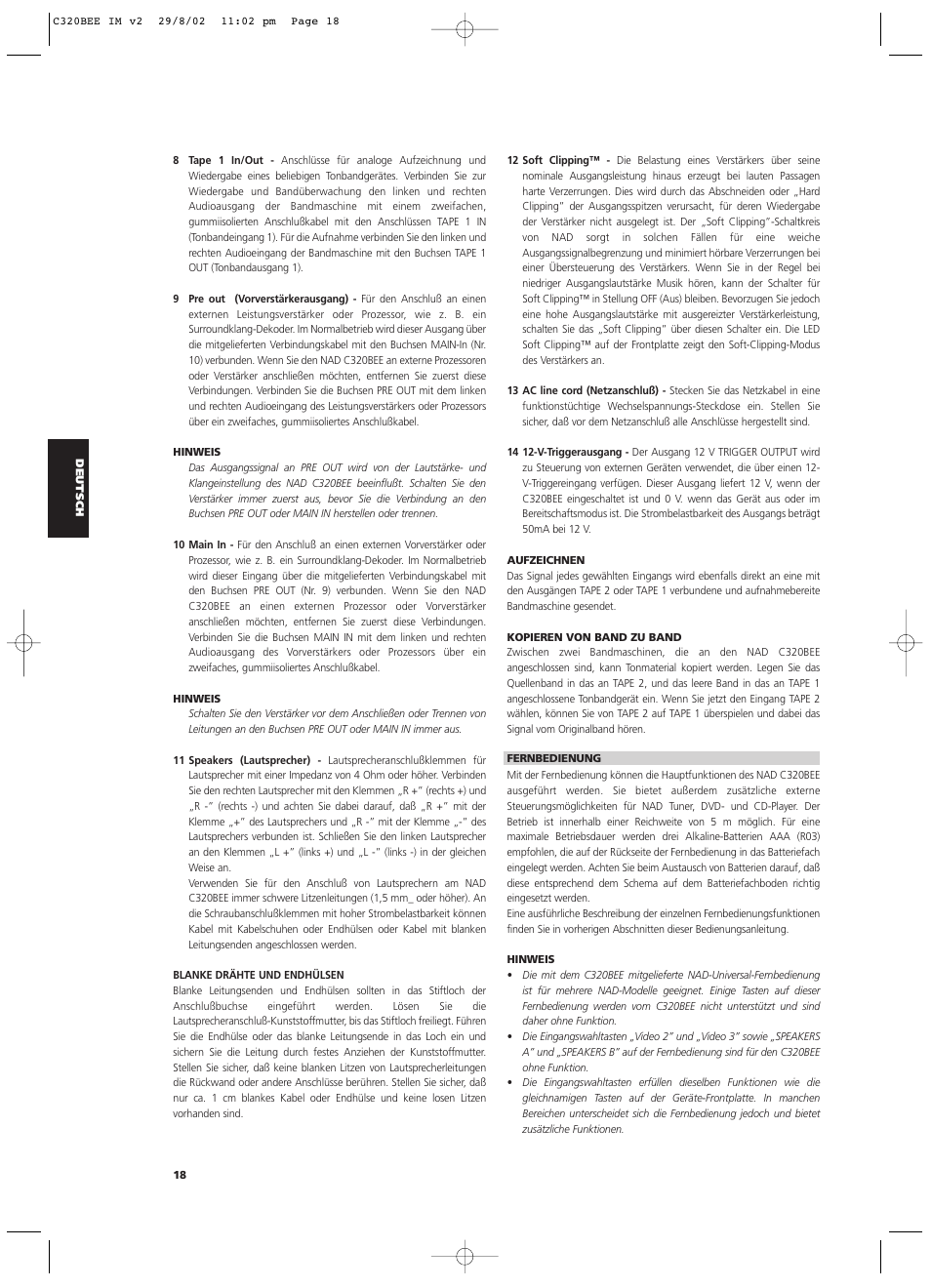 NAD C320BEE User Manual | Page 18 / 46
