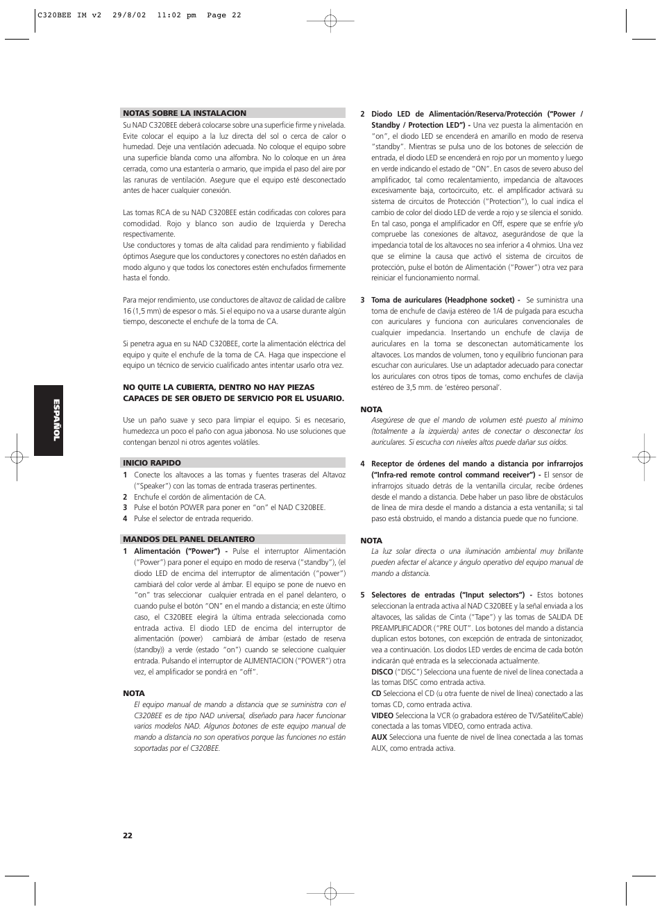 NAD C320BEE User Manual | Page 22 / 46