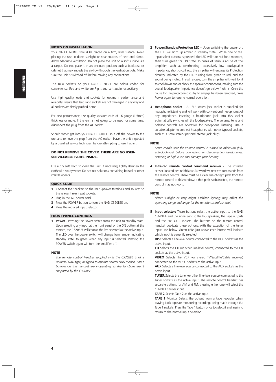 NAD C320BEE User Manual | Page 4 / 46