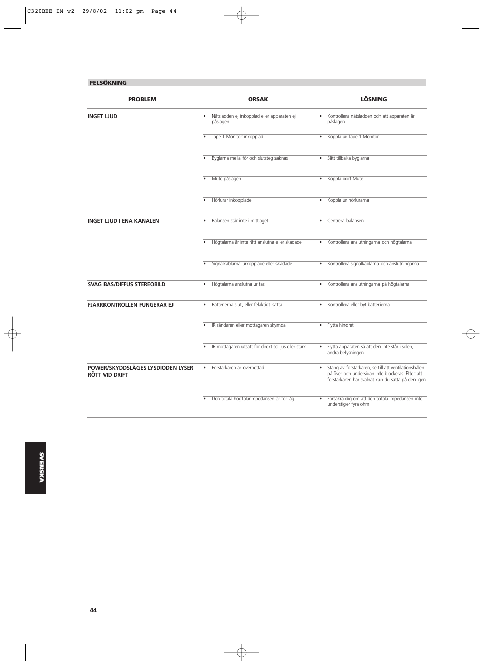 NAD C320BEE User Manual | Page 44 / 46