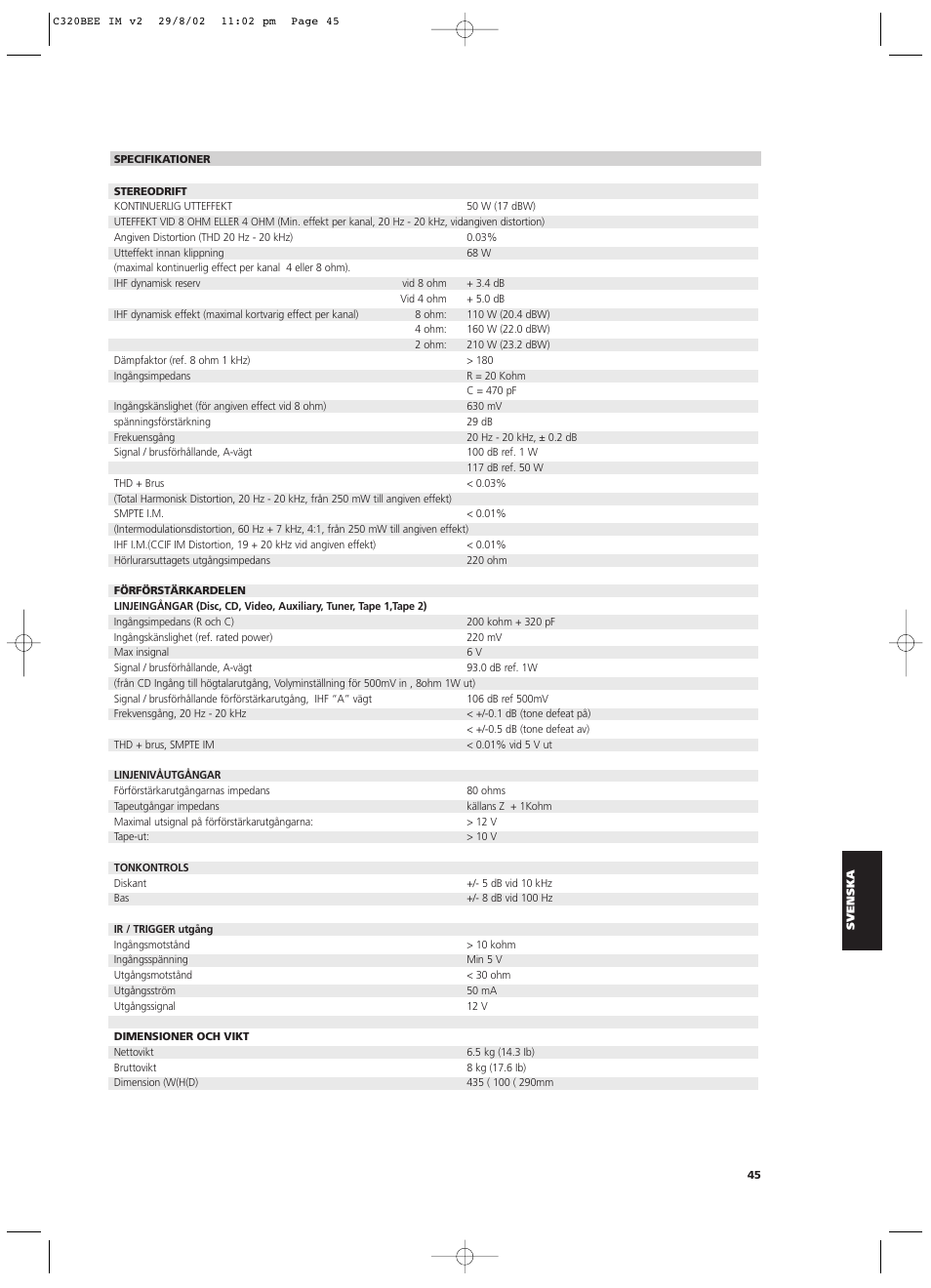 NAD C320BEE User Manual | Page 45 / 46