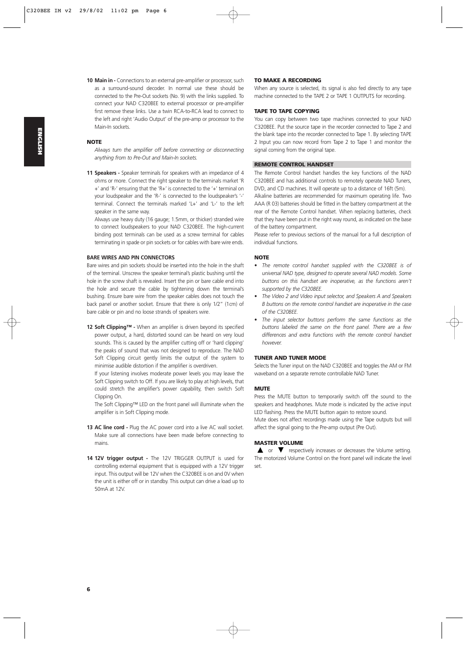 NAD C320BEE User Manual | Page 6 / 46