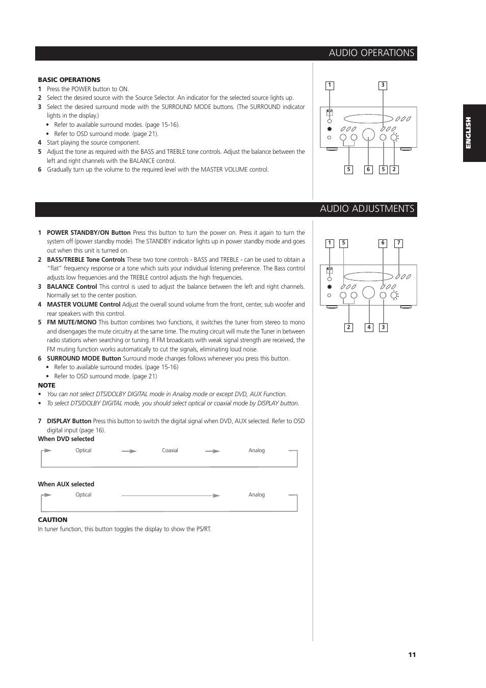 Audio operations, Audio adjustments | NAD L 76 User Manual | Page 11 / 32