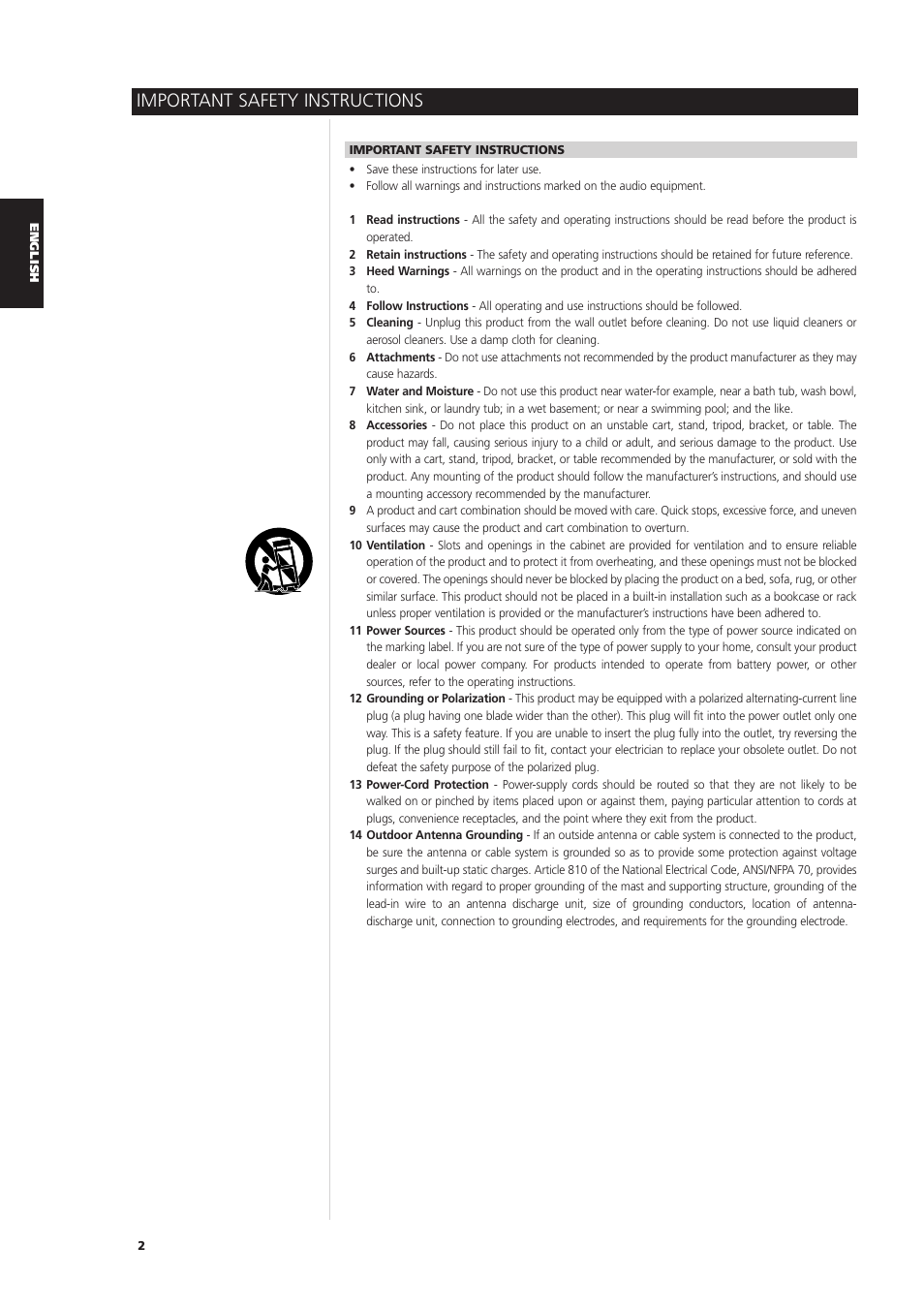 Important safety instructions | NAD L 76 User Manual | Page 2 / 32