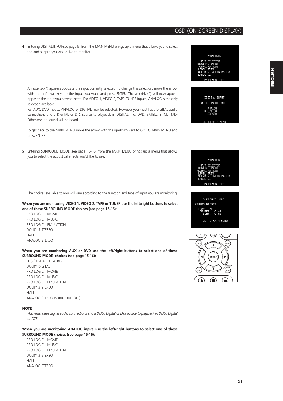 Osd (on screen display) | NAD L 76 User Manual | Page 21 / 32