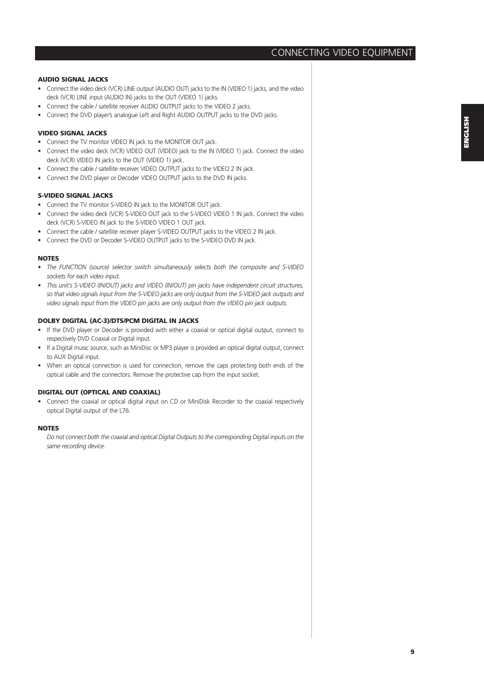 Connecting video equipment | NAD L 76 User Manual | Page 9 / 32