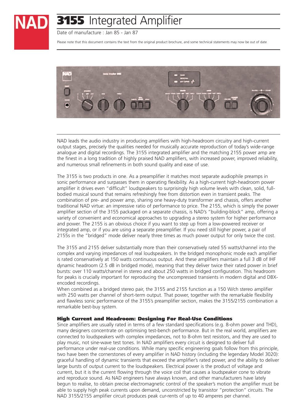 NAD 3155 User Manual | 4 pages