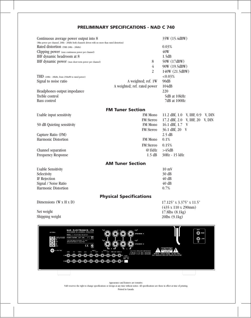 NAD C740 User Manual | Page 2 / 2