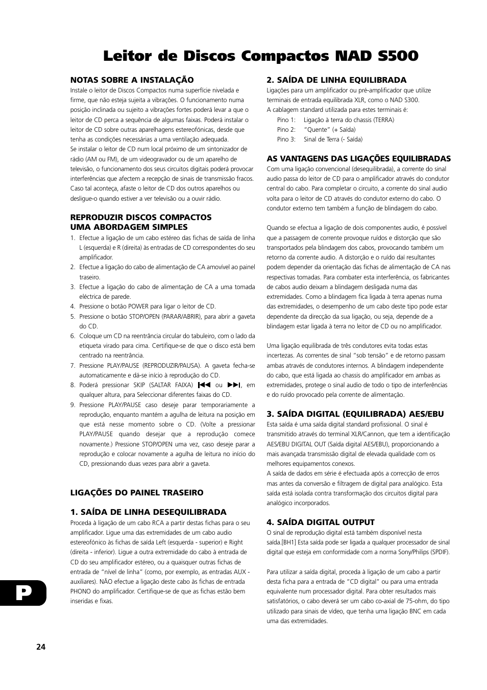 Leitor de discos compactos nad s500 | NAD S500 User Manual | Page 24 / 32