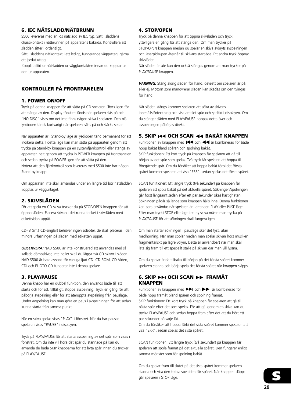 NAD S500 User Manual | Page 29 / 32
