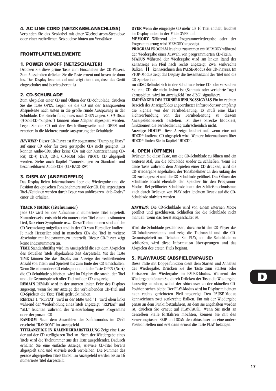 NAD C541 User Manual | Page 17 / 46