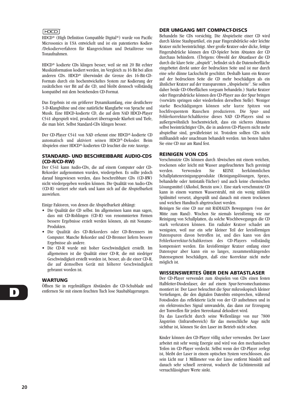 NAD C541 User Manual | Page 20 / 46