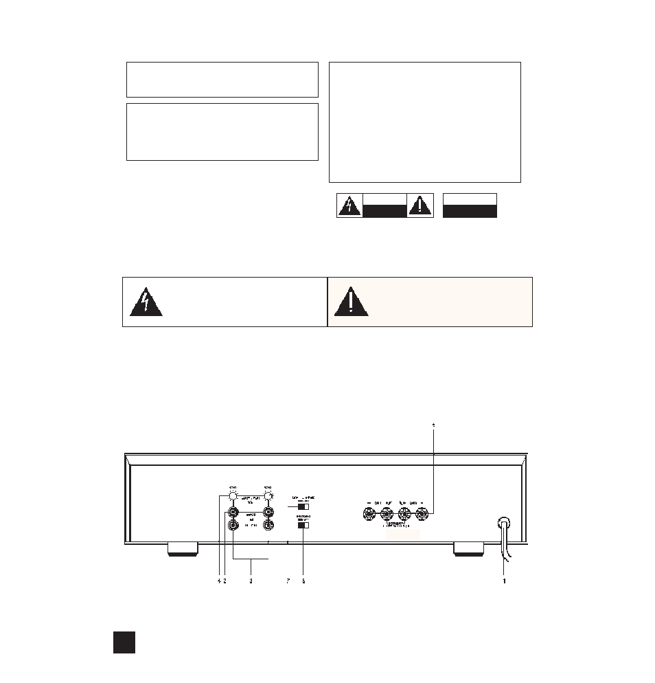 Rear panel connections, Caution, Attention | NAD 912 User Manual | Page 2 / 20