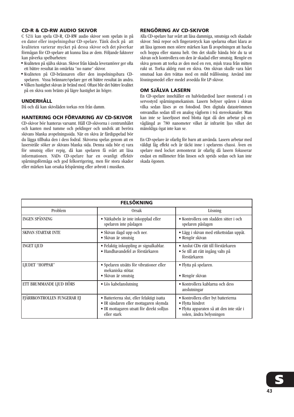 NAD C521i User Manual | Page 43 / 45
