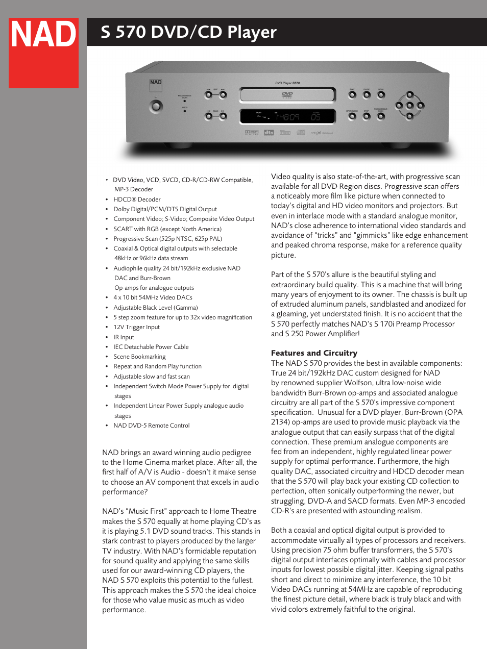 NAD S 570 User Manual | 2 pages