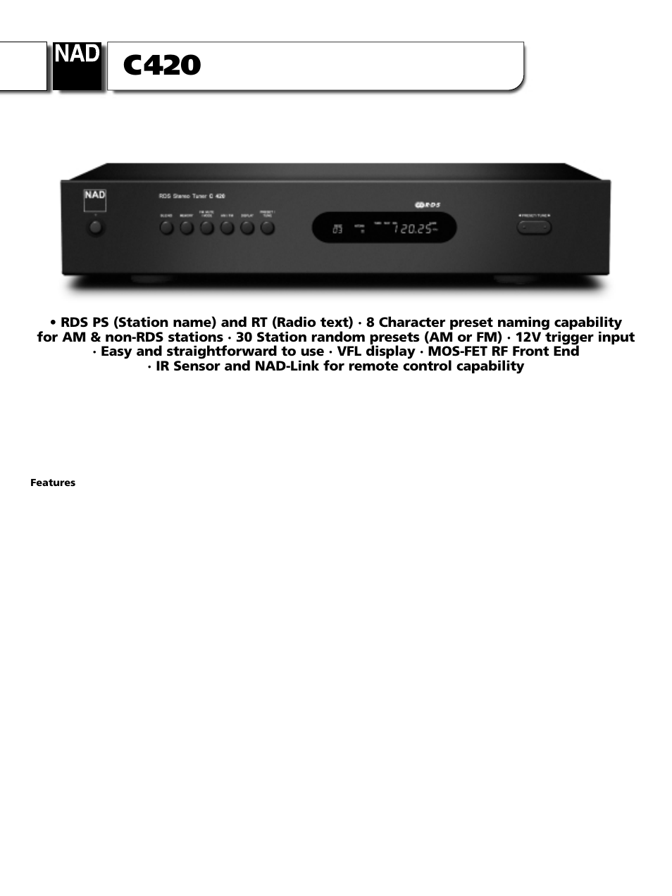 NAD C420 User Manual | 2 pages