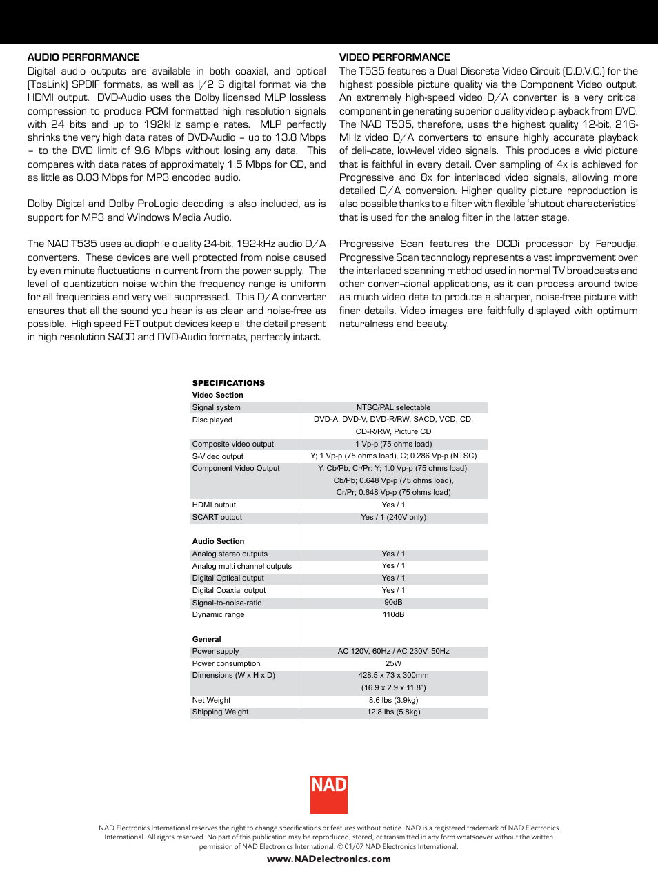 NAD T535 User Manual | Page 2 / 2