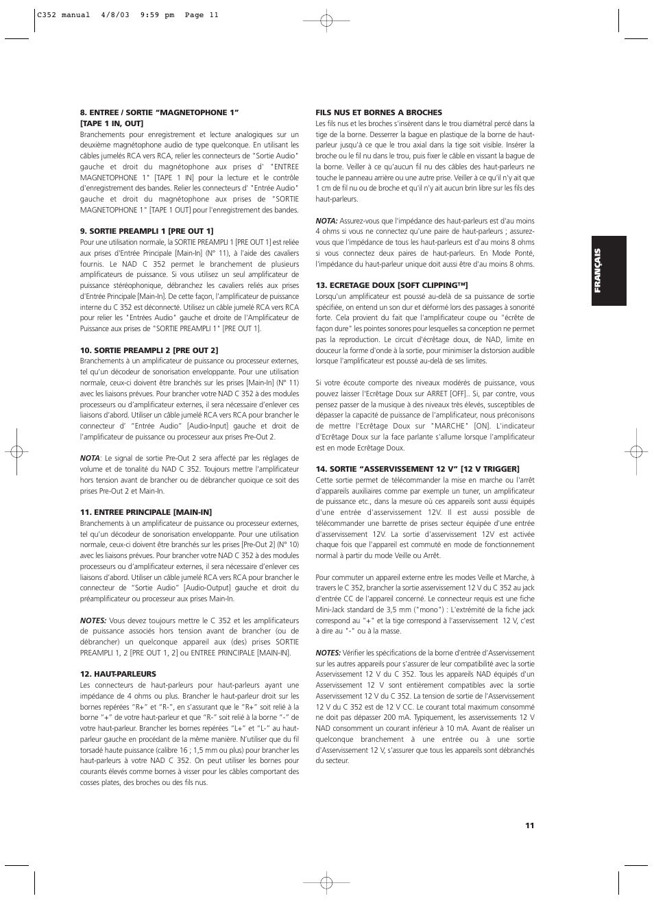 NAD C 352 User Manual | Page 11 / 62