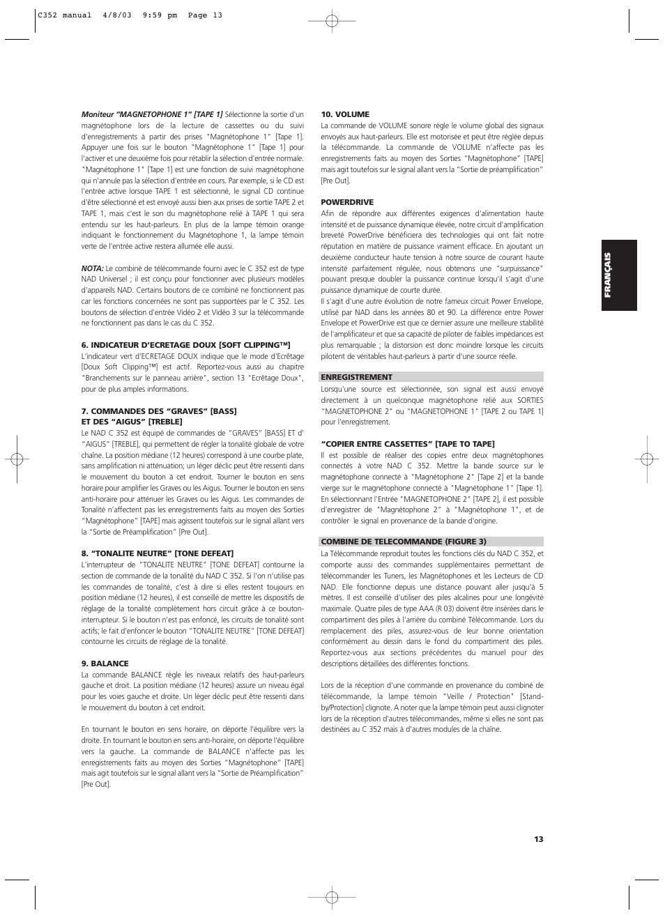 NAD C 352 User Manual | Page 13 / 62