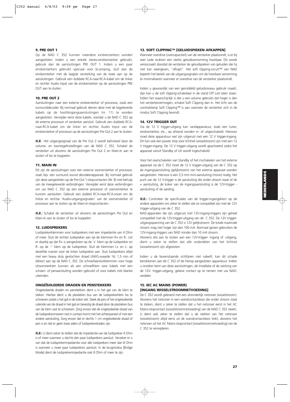 NAD C 352 User Manual | Page 27 / 62