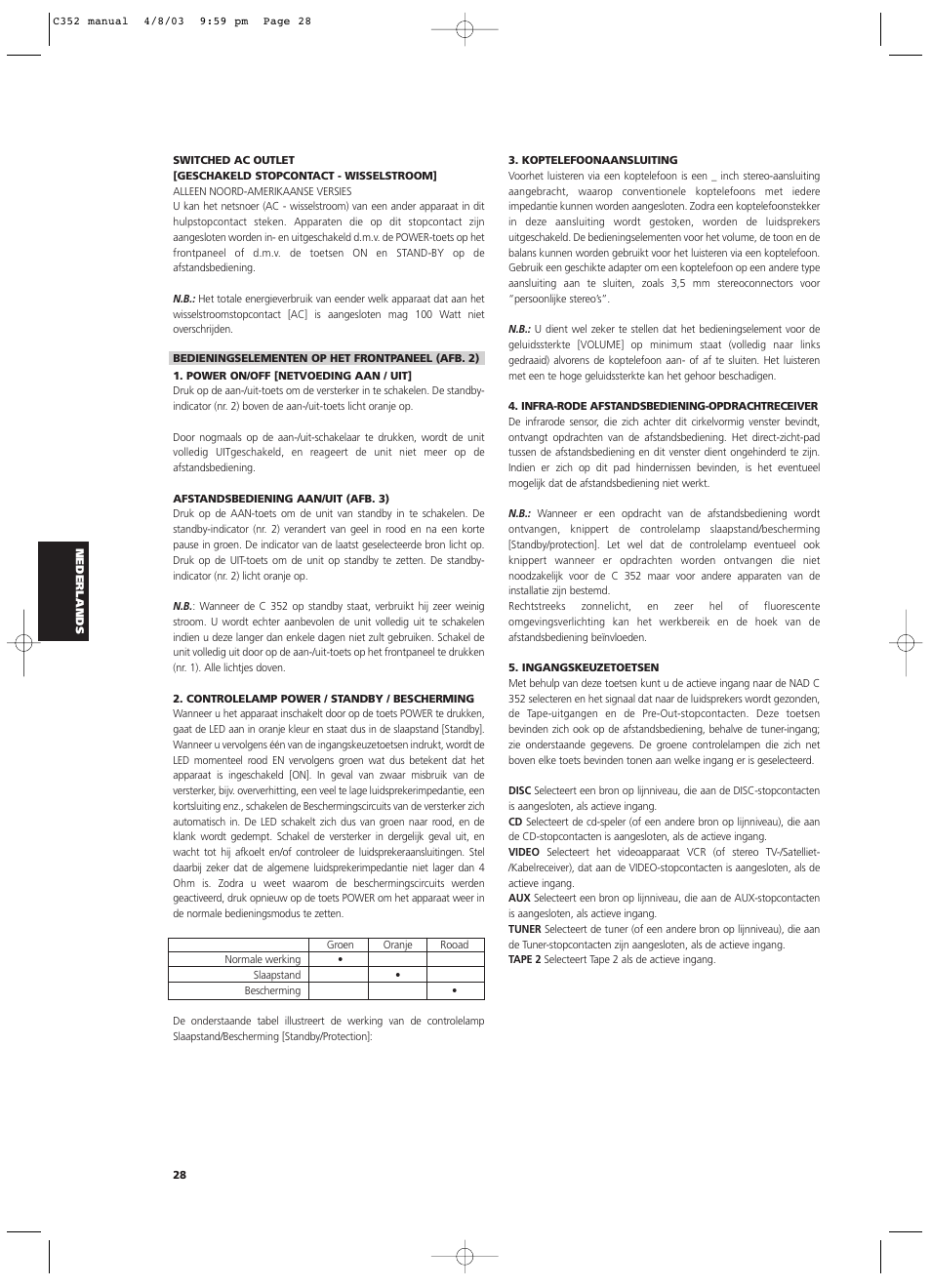 NAD C 352 User Manual | Page 28 / 62