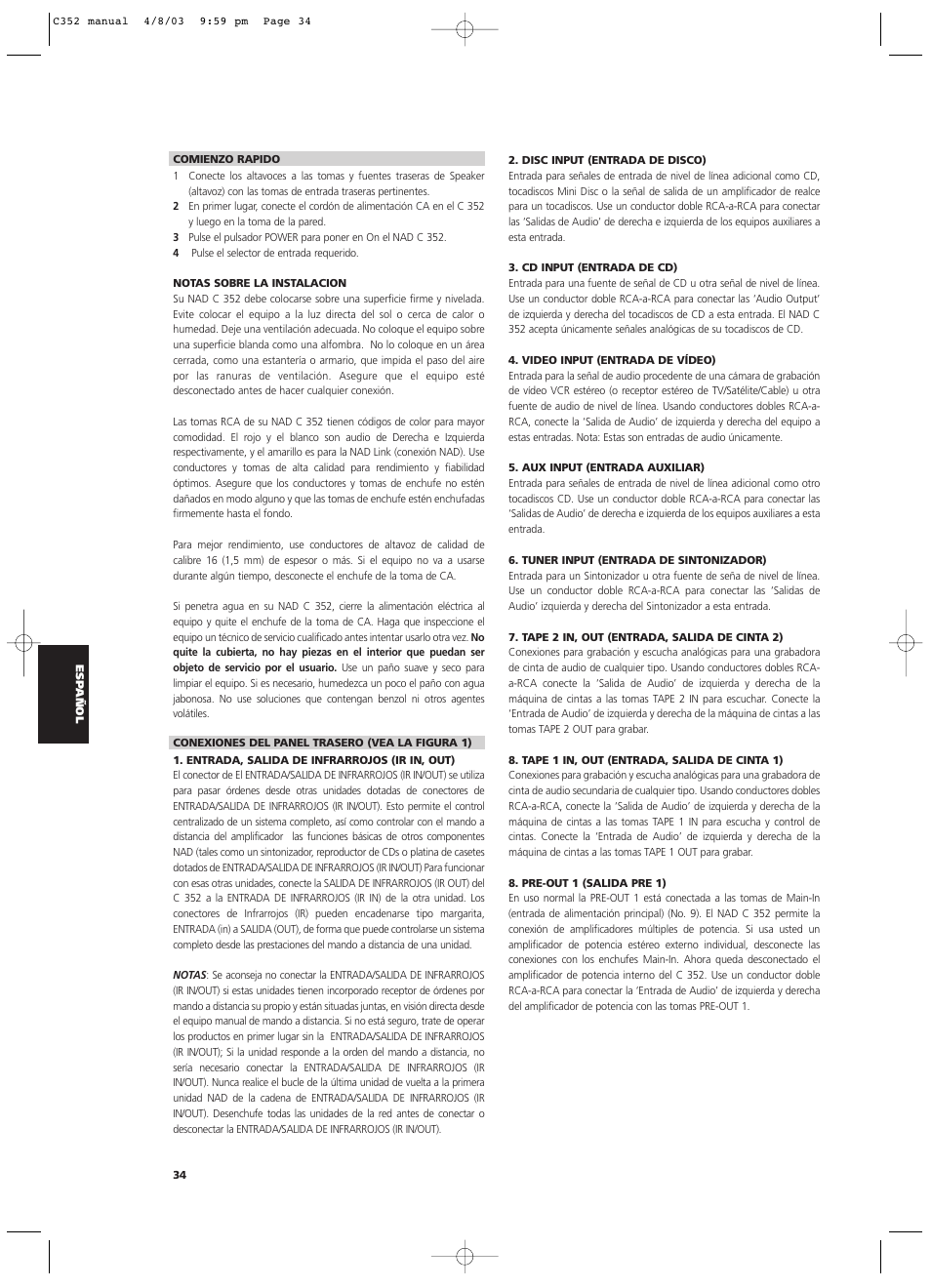 NAD C 352 User Manual | Page 34 / 62