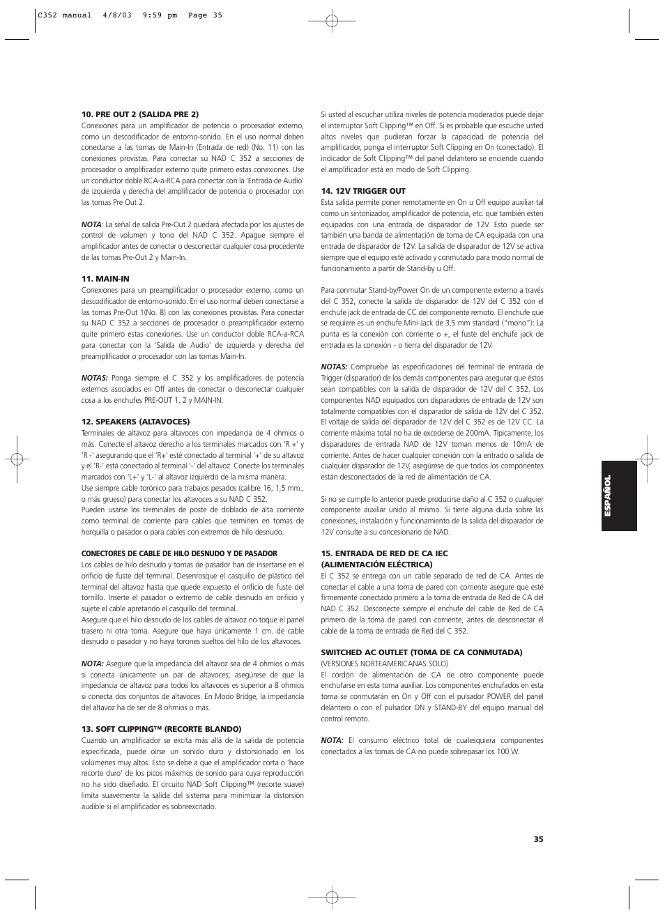 NAD C 352 User Manual | Page 35 / 62